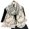 New simple temperament camellia imitation silk scarf personalized versatile brocade long scarf for mother and elders gifts