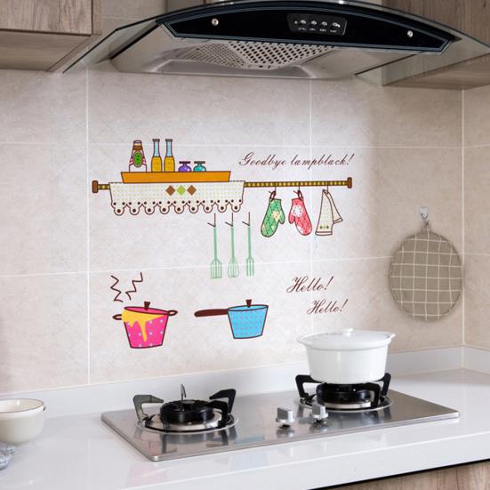 

Пищевая посуда Шаблон Анти-масло Самоклеящаяся наклейка на стену Кухонная плита
