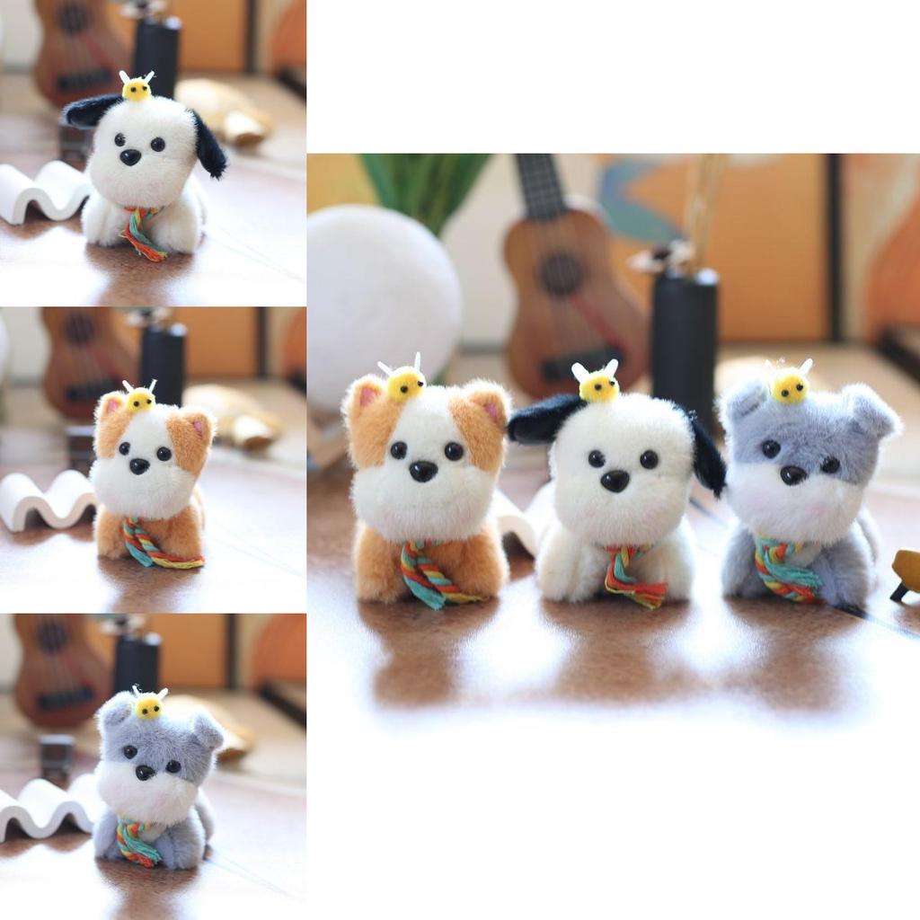 Plush Dog Keychain Stuffed Animal Backpack Charm Pp Cotton Gift For Kids Teens Room Decor