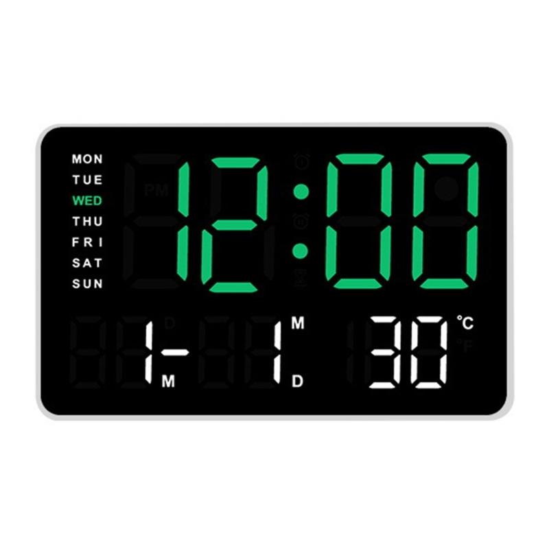 

10.5in LED Clock with Temperature, Humidity,Date, and Month Display and Color Customizating Modern