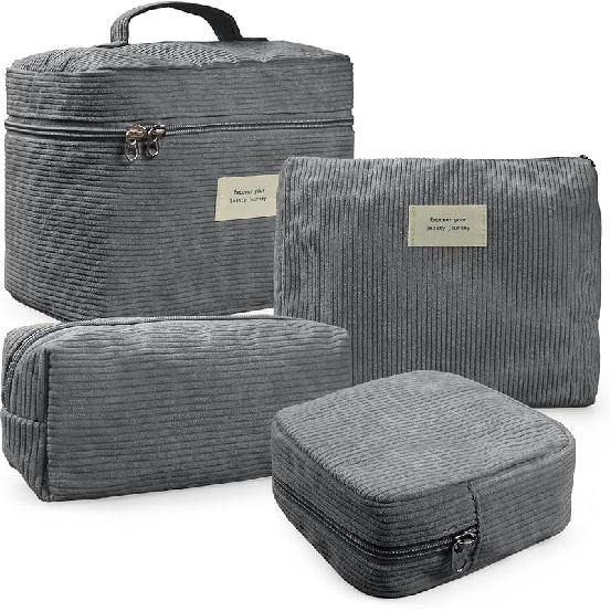 

4 шт. косметичка для женщин, вельветовая косметичка, эстетичные милые сумки, кошелек-пауч разных размеров, дорожный набор туалетных принадлежностей, органайзер для макияжа с 08-Gray