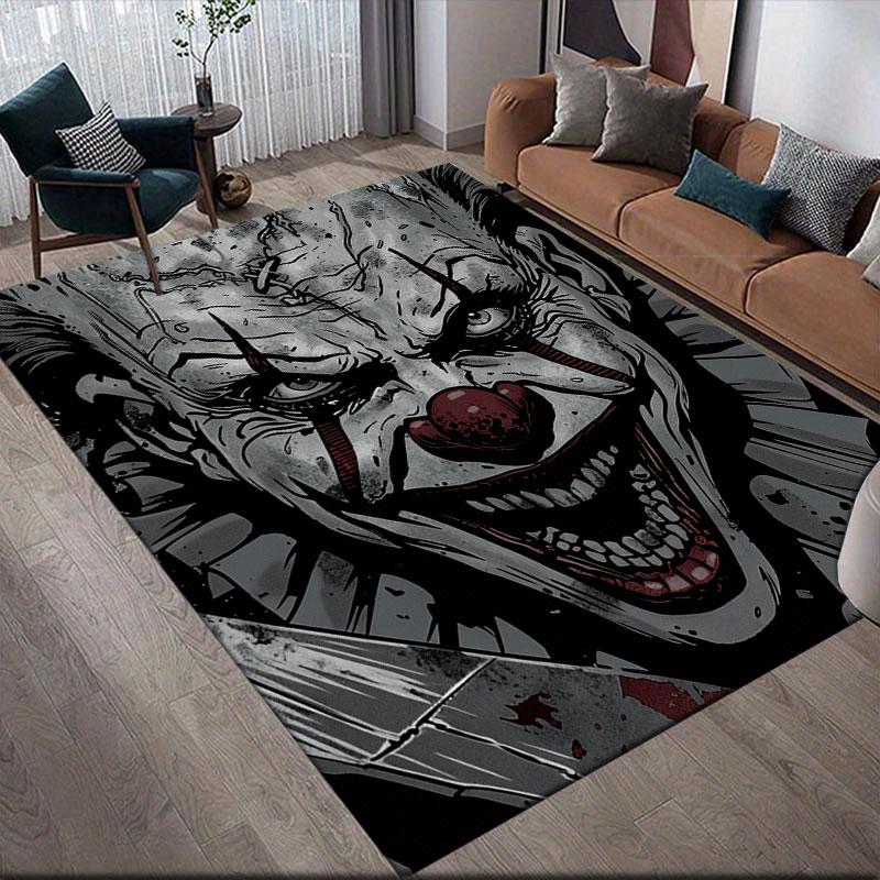 Pennywise Flannel Printed Carpet, Home Sofa Decoration for Living Room & Bedroom, Non‑Slip Play Flannel Floor Mat for Game Room