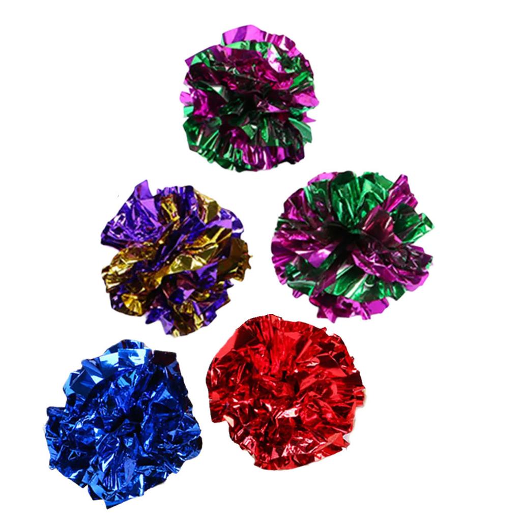 5Pcs Colorful Cats Chewing Toy Ball Shape Safe Improve Mood Toy Crinkling Improve Mood Gift for Kitten