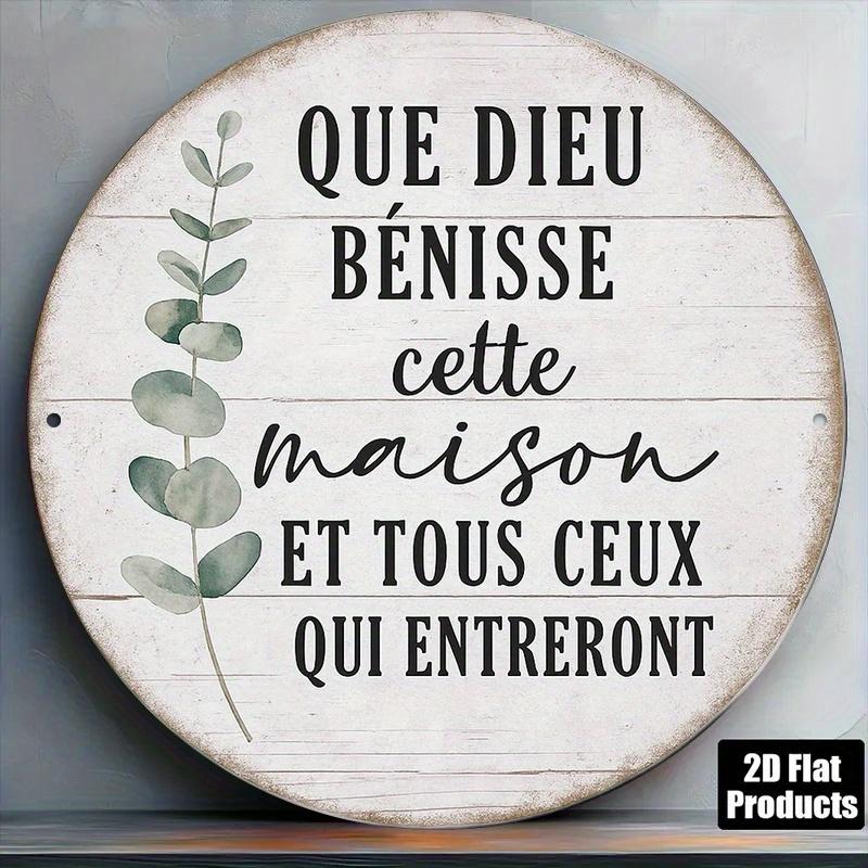 Tin Sign Que Dieu Bnisse Cette Maison Print Vintage Durable Metal Plaque Wall Decor Home Office Bar Man Cave Wall Art