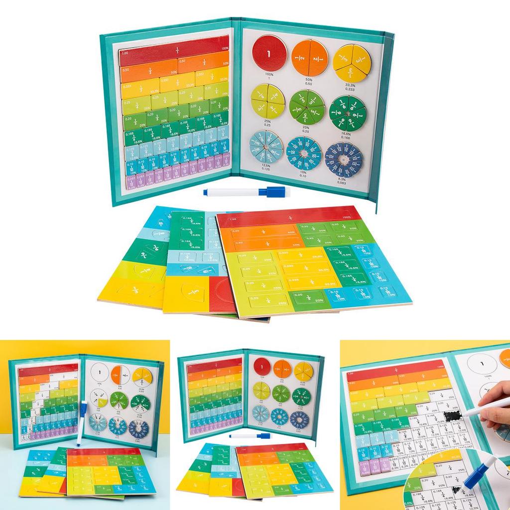 Educational Magnetic Fraction Book With Water Pen For Kids Learning And Math Practice