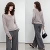 Demana Women's V-Neck Lamb Wool Knit Sweater