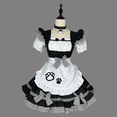 Plus Size Cute Japanese Catgirl Maid Cosplay Costume for Women - Black & White Classic Design