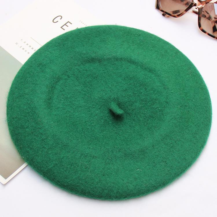 Autumn And Winter Women'S Solid Color Light Board Wool Woolen Beret Retro Simple Fashion Painter Hat Bud Hat