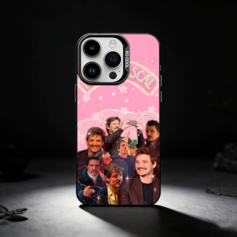 Pedro Pascal Phone Case For iPhone 17,16,15,14,13,12,11 Plus,Pro Max,XS,Colored Silver Phone Case