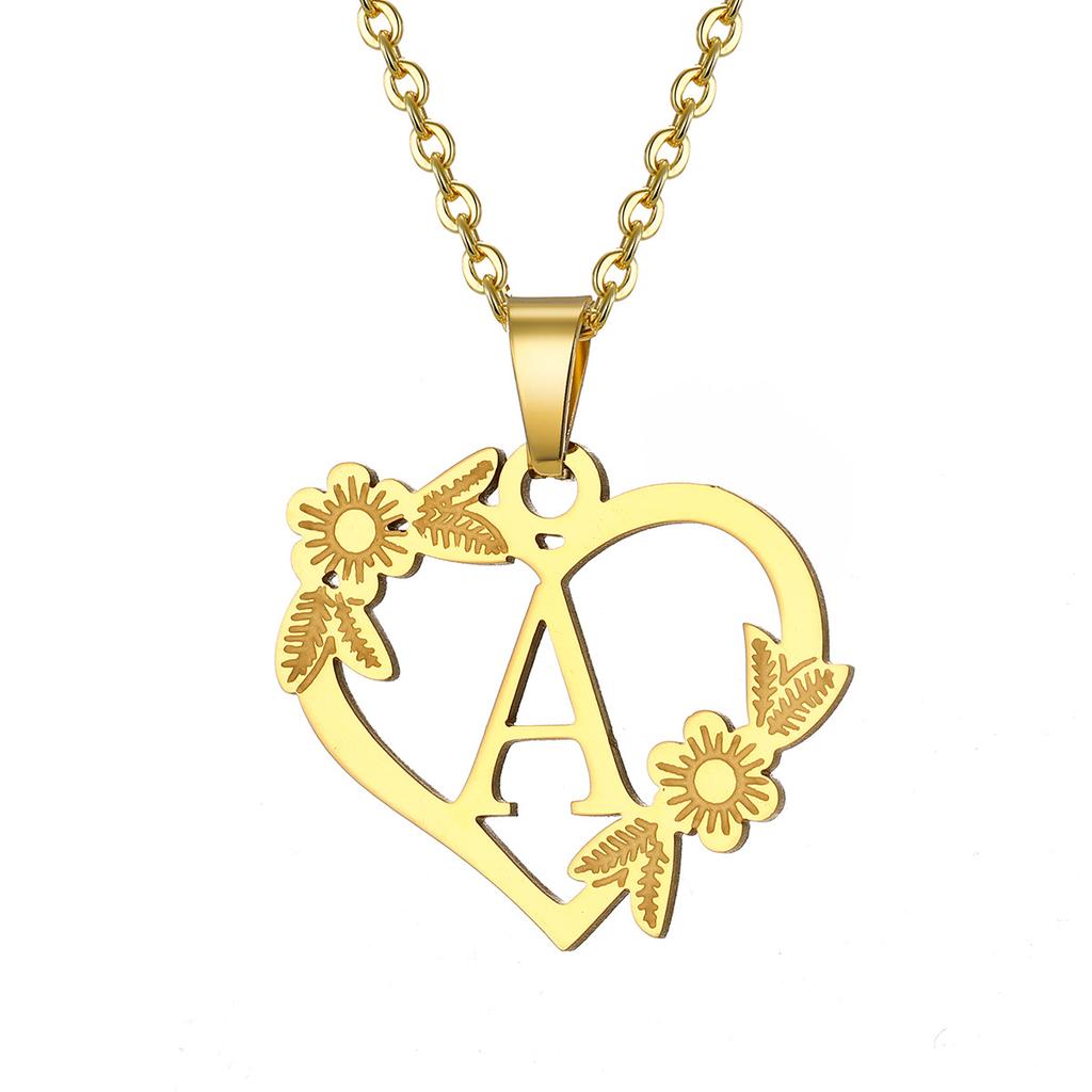Fashion 26 Letter Stainless Steel Pendant Necklace Women Hollow Gold Color Chain A-Z Alphabet Clavicle Necklaces Jewelry Gift