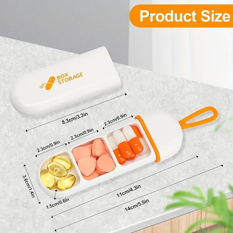 1pc Mini Portable Small Pill Box – Carry-on Three Compartment Organizer – Travel Pill Drug Dispenser for Vitamins & Medicine