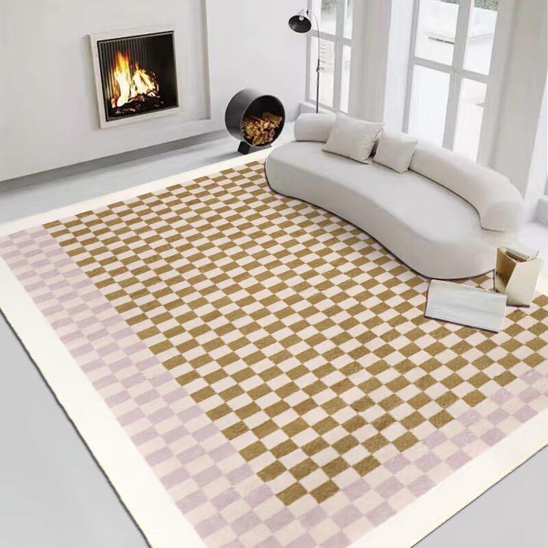 Modern Style Carpets for Living Room Large Area Bedroom Decor Plaid Carpet Thick Washable Lounge Floor Mat Fluffy Soft Study Rug