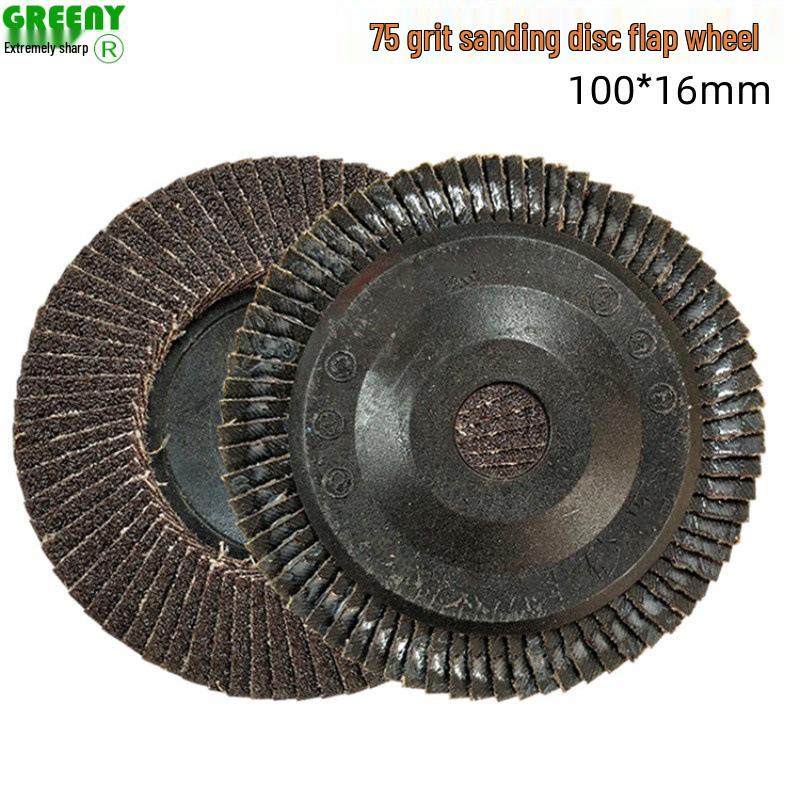 16x100 Calcined Sandpaper Flap Wheel for Grinding & Polishing Metal, Wood, Stone – Includes 75 Plastic Cover.