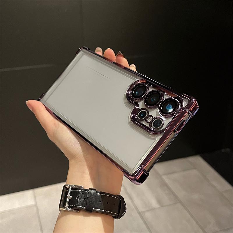 Applicable To Samsung S26Ultra Mobile Phone Case A56 with Lens Film Electroplated Four-corner Airbag All-inclusive Anti-drop TPU Soft Case