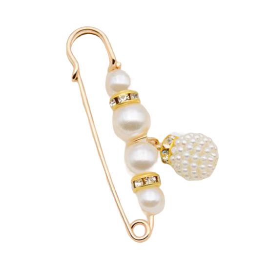 Flower Shape Anti-Exposure Women Brooch Pin Shining Rhinestone Faux Pearls Safety Pin Costume Accessories