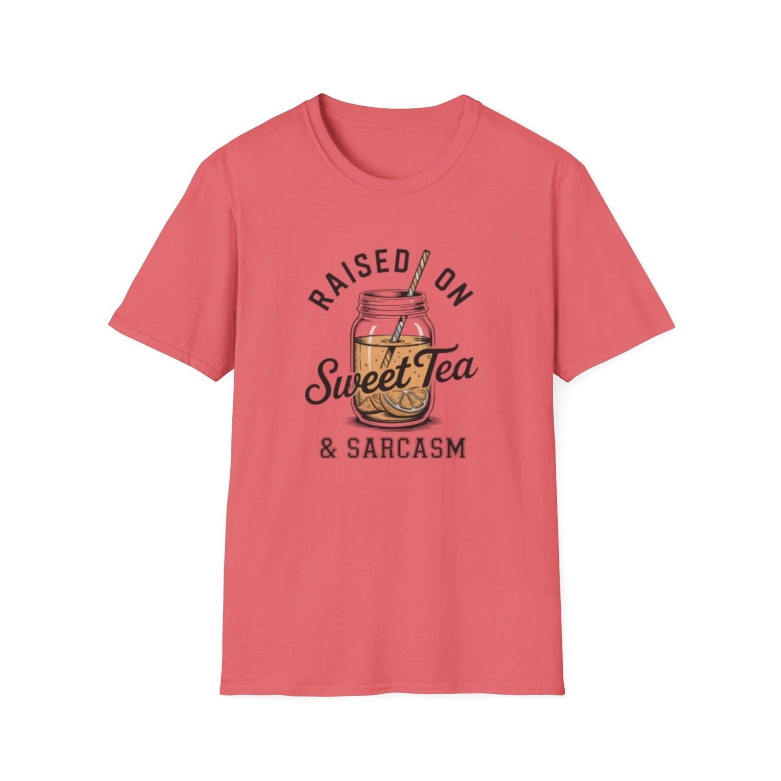 -Raised on Sweet Tea & Sarcasm T-Shirt | Mason Jar Sweet Tea Design S