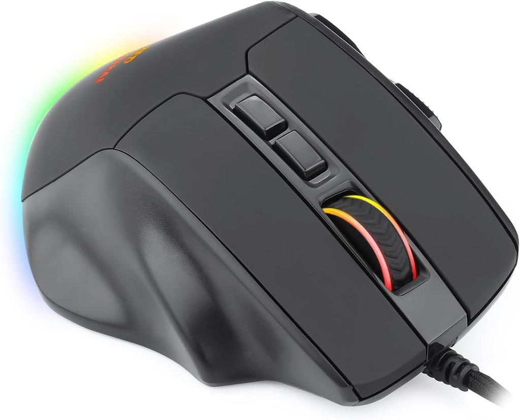 RED SAMURAI Wired Gaming Mouse with RGB 12400 7 Customizable Side and Fast 1000Hz Response Ergonomic Design for Black Lighting, DPI, Buttons, Buttons,