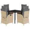 VidaXL Ensemble à Manger de Jardin avec Coussins 5 pcs, Table et Chaises avec Dossier et Repose-pied Réglables, Meubles 3213456