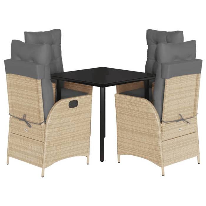 VidaXL Garden Dining Set with Cushions 5 Pcs, Table and Chairs with Adjustable Backrest and Footrest, Furniture 3213456