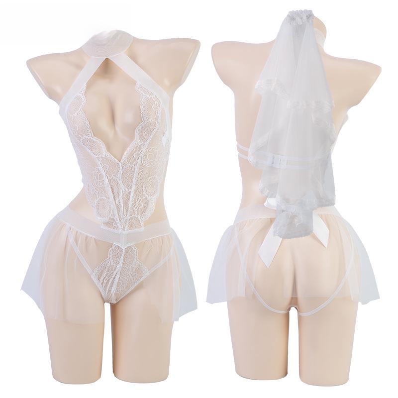 Manyan Valentine's Sexy Deep V Lace Bridal Lingerie Suit 8711