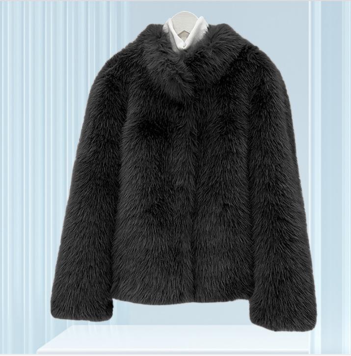 Winter new imitation fox fur coat coat light stand-up collar short age-reducing wool cotton-padded coat women