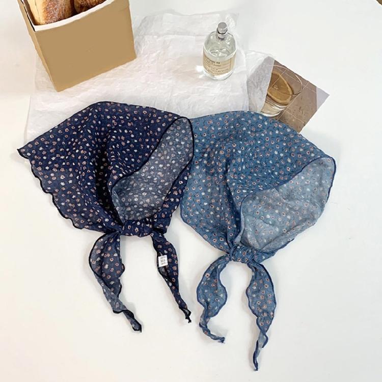 Popular Flower Patterned Head Wrap Breathable Bandana Scarf Thin Neck Cover Women Fashion Accessory Beach Vacation Wear
