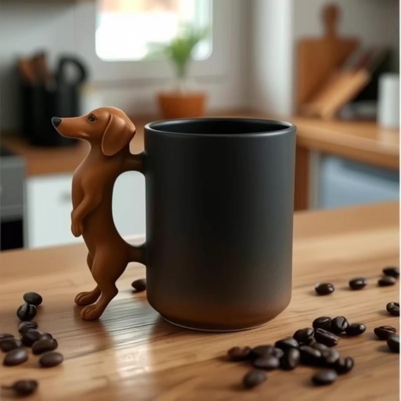 Harz-Dackel-Tasse - Niedliche Tier-Kaffeetasse Schreibtischdekoration Geschenk Freunde Kollegen