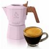 CoFika Crema Rich [Produces a rich and creamy crema] Moka Pot, Stovetop Espresso Maker, 1-2 Cup Capacity, High Pressure (Pink)