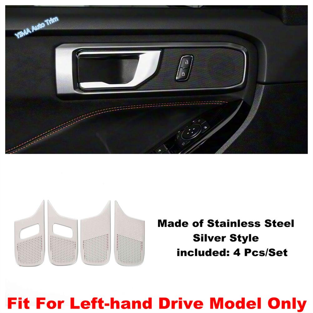 Stainless Steel Accessories Inner Door Handle Bowl Speaker Decoration Cover Trim For Ford Explorer 2024 2025 Left Hand Drive
