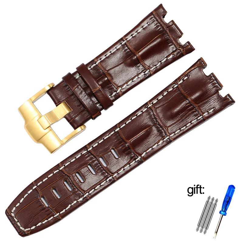Genuine Leather watch Strap For AP  15703 Royal Oak Offshore Series 28mm Black Brown Blue Watchbands accessories men