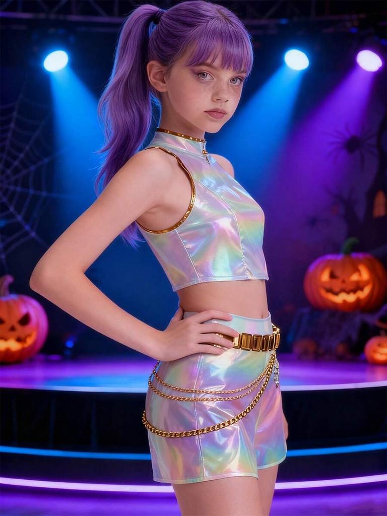 Kostým pro dívky Děti Hvězdy Vokální Rumi Cosplay Scénické oblečení Idol zpěváci Třídílná sada Trendový styl Halloweenská párty