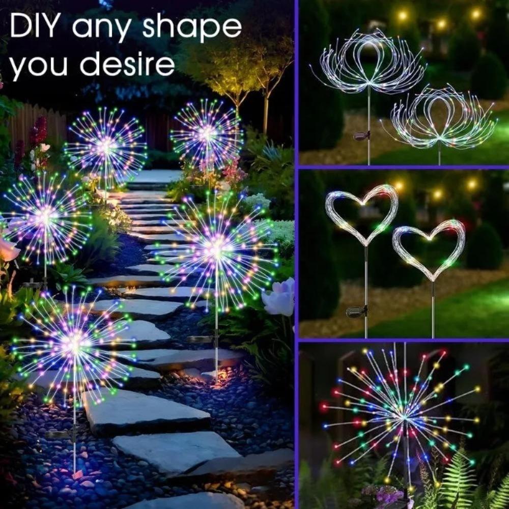 4PCS Landscape Fairy Light Garden Lights Solar Firework Lights Waterproof Sparkles Outdoor Decoration Light Yard Patio Pathway
