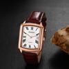 Aroncent Men's Square Waterproof Wristwatch Roman Analog Leather Belt Antique Simple Stylish