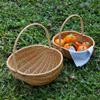 Rattan Organizerkorb mit Griff Großer Behälter für Gemüse, Obst und Kleinkram im Schlafzimmer