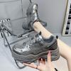 Platform Dad Shoes Women's 2025 Spring and Autumn New Heightening Versatile Breathable Mesh Casual Silver Sports Running Shoes