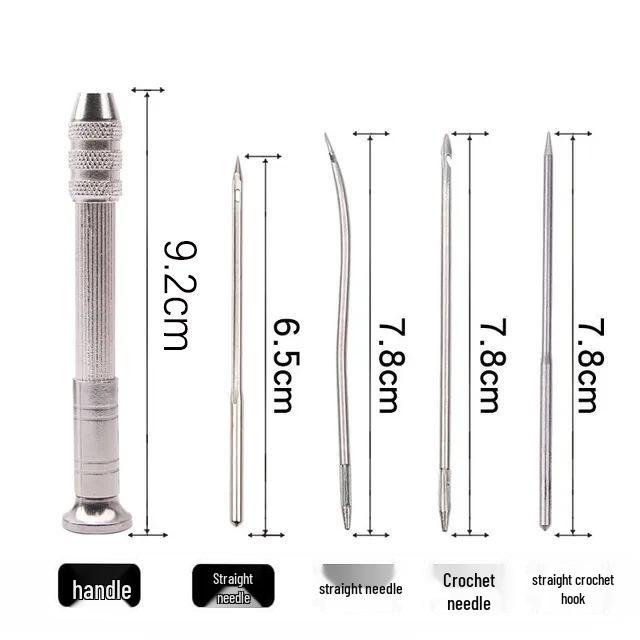 Premium Stainless Steel Shoe Repair Awl & Crochet Hook with Nylon/Waxed Thread for Leather Sewing