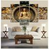 Artsailing hd impressão 5 peça arte da lona abstrato dourado buda pintura quadros de parede para sala estar cartazes decoração casa