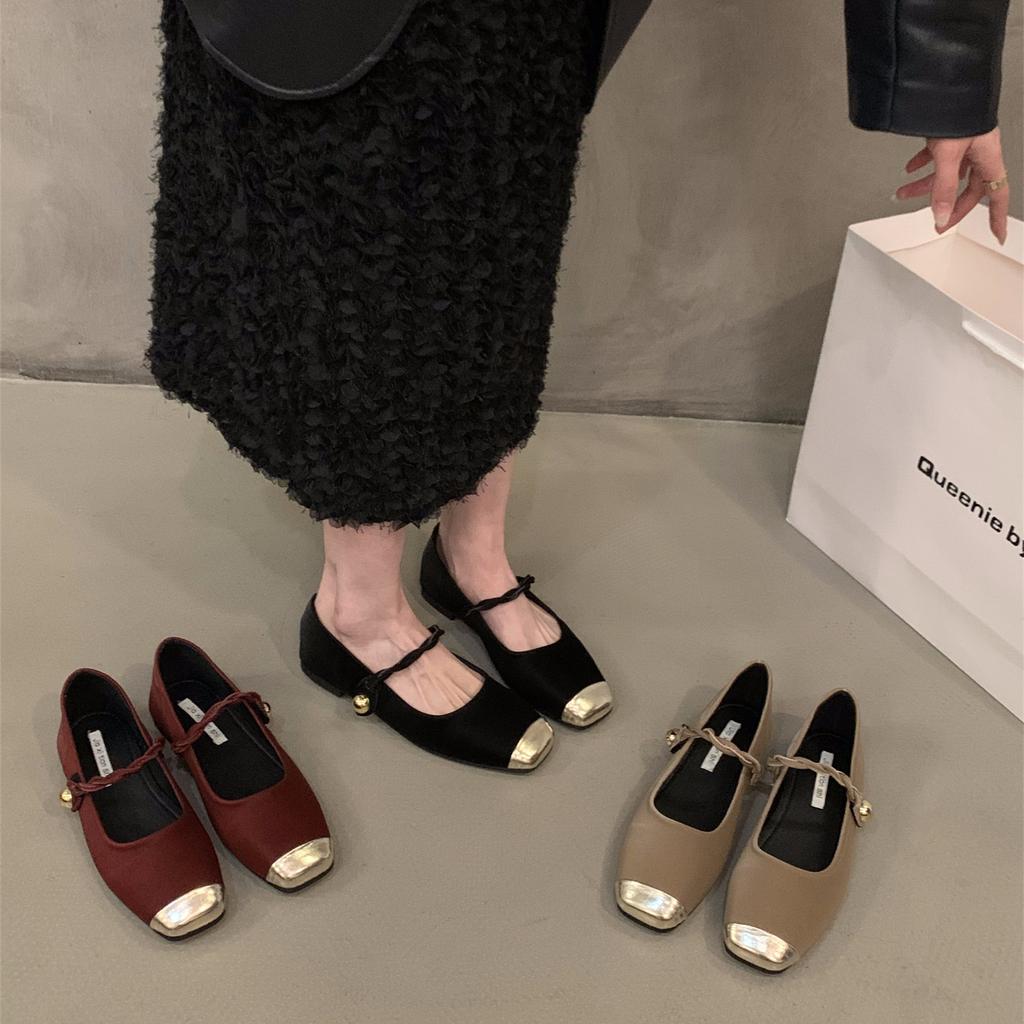 Flat-bottomed French black Mary Jane single shoes fairy shoes 2025 new spring and autumn red evening gentle shoes
