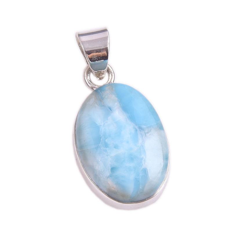 Natural Republic Larimar Gemstone Handmade 925 Solid Silver Pendant 1.5" M4q87