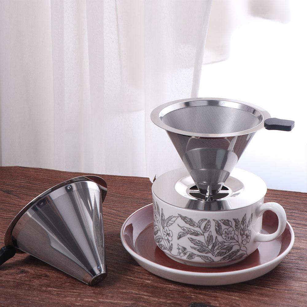 800 Mesh Filter Rostfritt Stål Kaffedroppare Handbrygg Kaffebryggare Häll över Kaffe