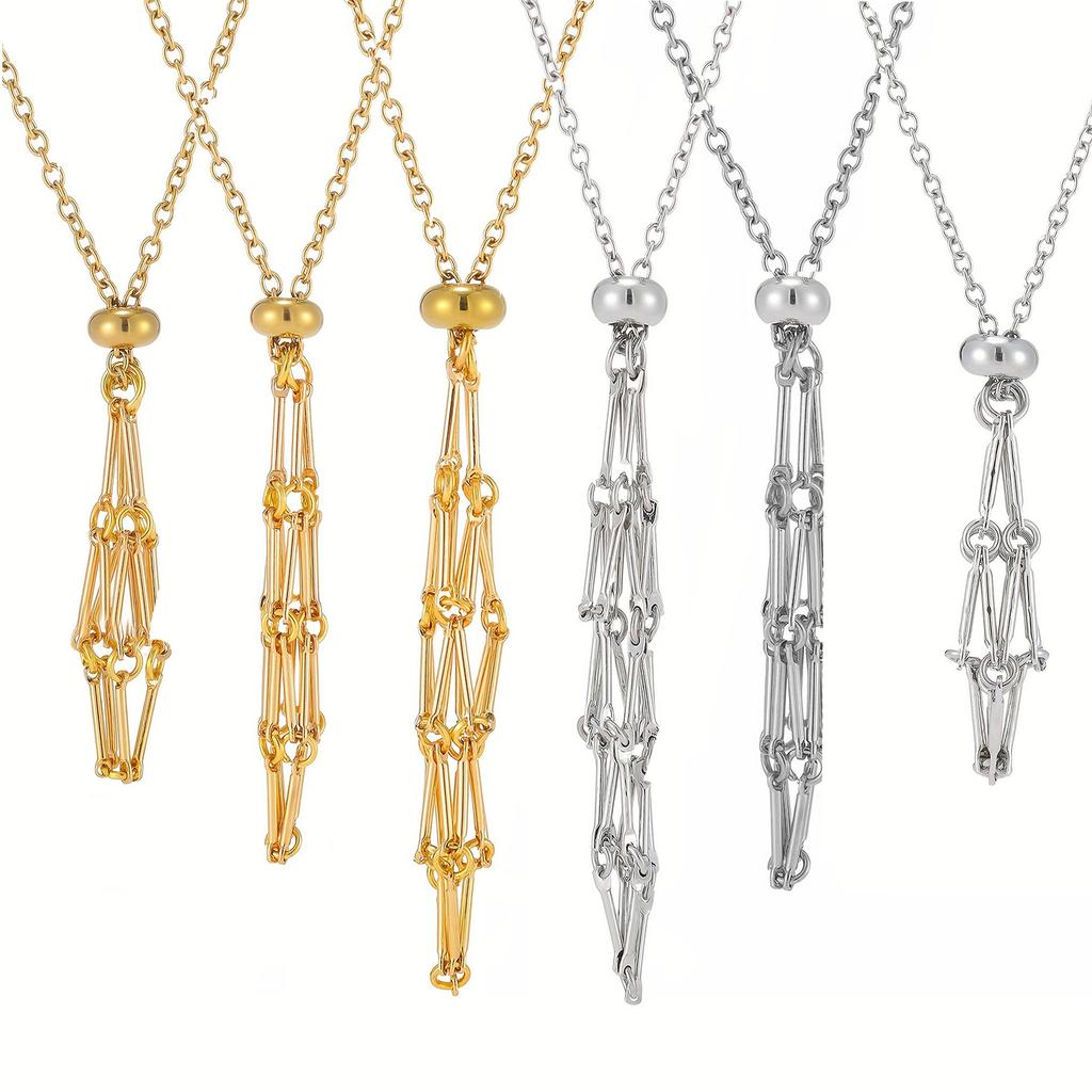 Handmade Crystal Necklace Holder Adjustable Empty Crystal Stone Holder Necklace Crystal Pendant Necklace Chain for Jewelry DIY