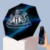 Newcastle United Fußballmuster Bedruckter Mini 5-fach 8-Rippen Kompakter Regenschirm Winddicht Wasserdicht Leicht Tragbar Faltbar