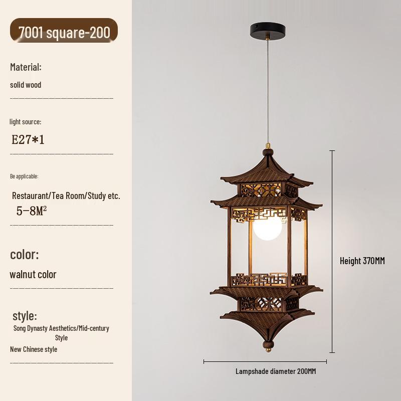 Song Dynasty Aesthetic Lamp: Hexagonal Pavilion Chandelier for Tea Room or Zen Restaurant