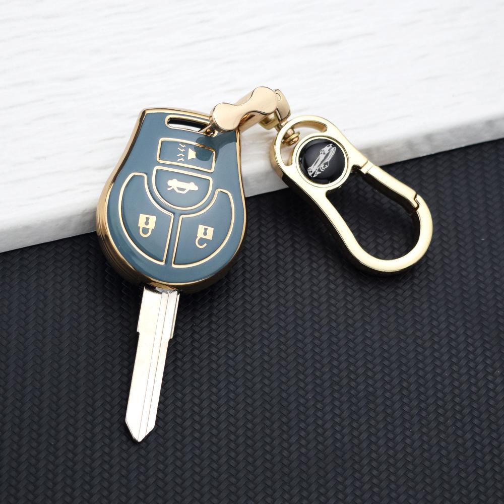 Car Key Case for Nissan Sylphy Rogue Altima Sentra Maxima Pathfinder Versa Tiida March Juke Armada 4 Buttons Bag with Keychain
