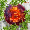 1PC Bitcoin Crypto Metal Wall Art Glitter Red Orange Sign Home Office Mining Decor