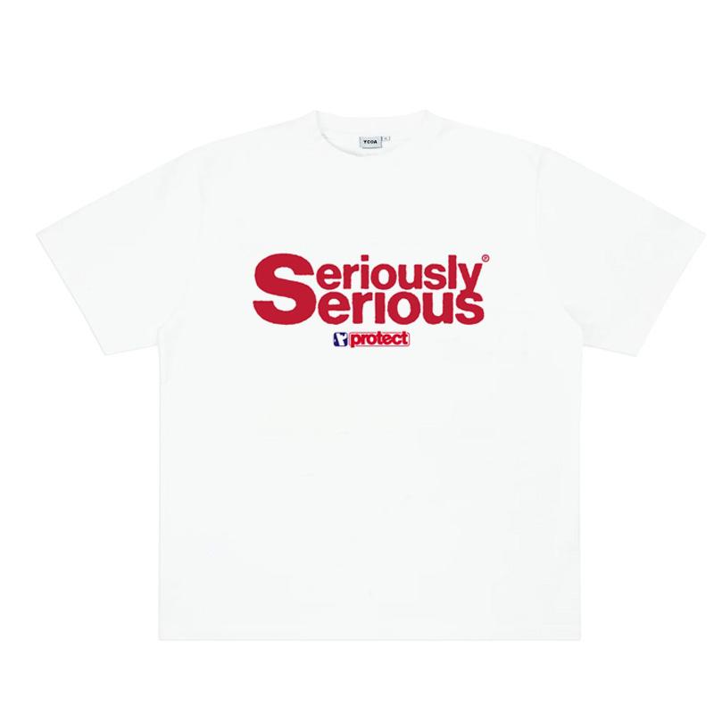 Mens TShirt SERIOUSLY SERIOUS Tees Cotton Graphic Oversized Harajuku Short Sleeve Tops Korean Fashion Y2k Streetwear Clothing