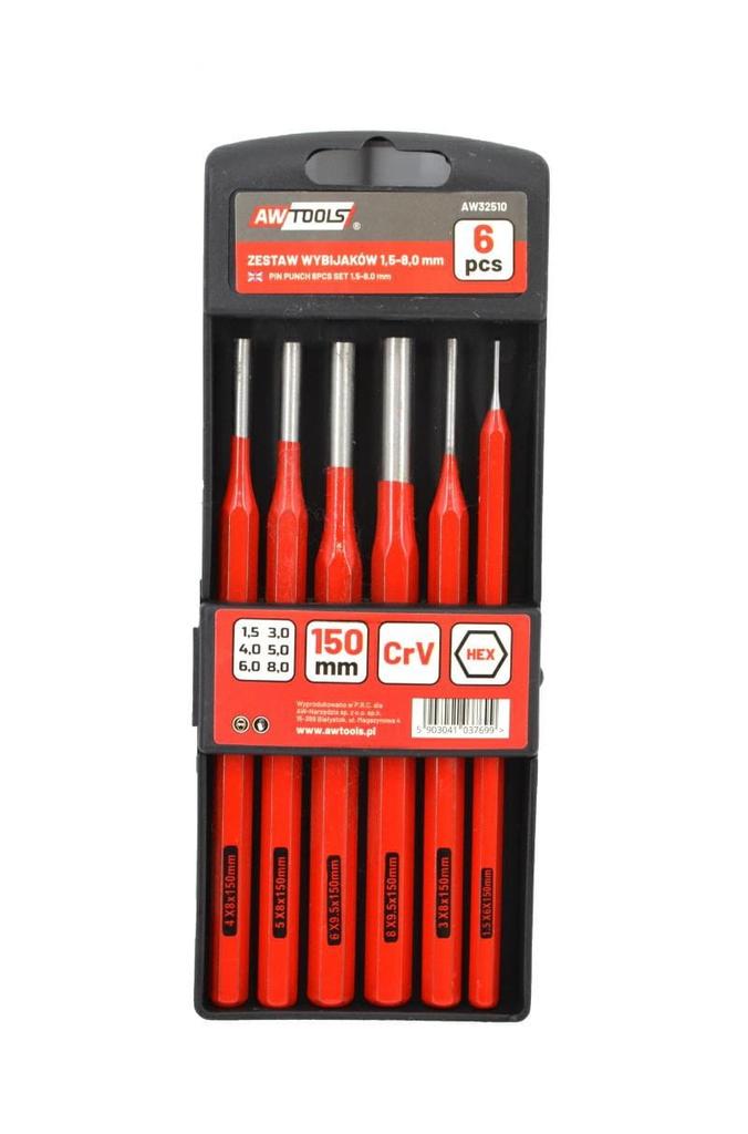 Awtools Pin Punch Set 1.5-8.0 Mm 6 Pcs.