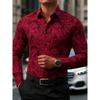 Men's Long Sleeved Cashew Flower Printed Shirt Slim Fit Lapel Shirt Retro Paisley Pattern Business Casual Top