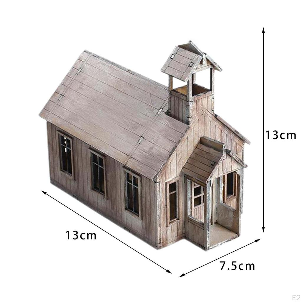 1/72 Miniature Wooden House Church Architecture Scene Puzzles Ornaments Model for