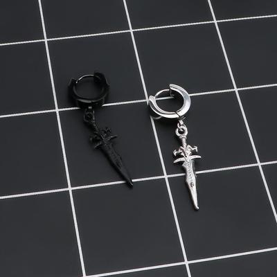 Stahl Kreuz Ohrschmuck Schwarz Silber Ohr Manschette Herren Ohrclips Clip-On Ohrringe Koreanische Steckerohrringe